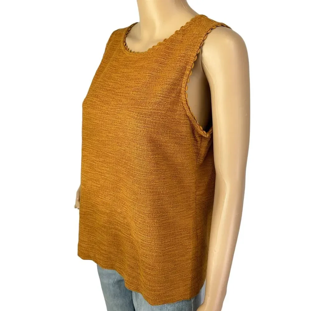 J. Crew Textured Tank Top with Scalloped Trim Burnished Copper AJ095 Size M